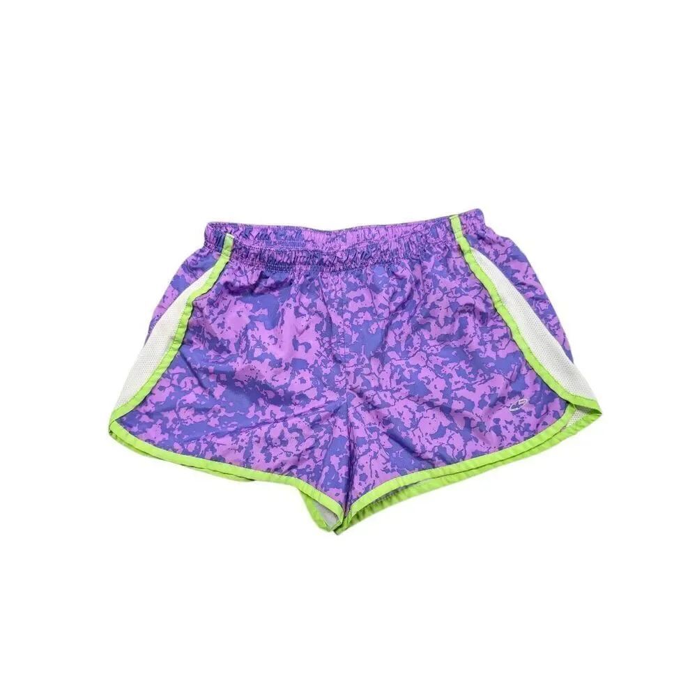 Champion Women's Duo Dry Athletic Puple and Neon Green Shorts Running Fitness Wo